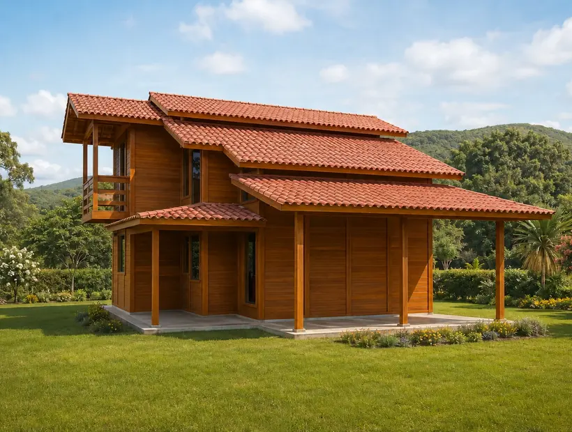 Casa duplex de madeira: presença visual e ambientes bem separados